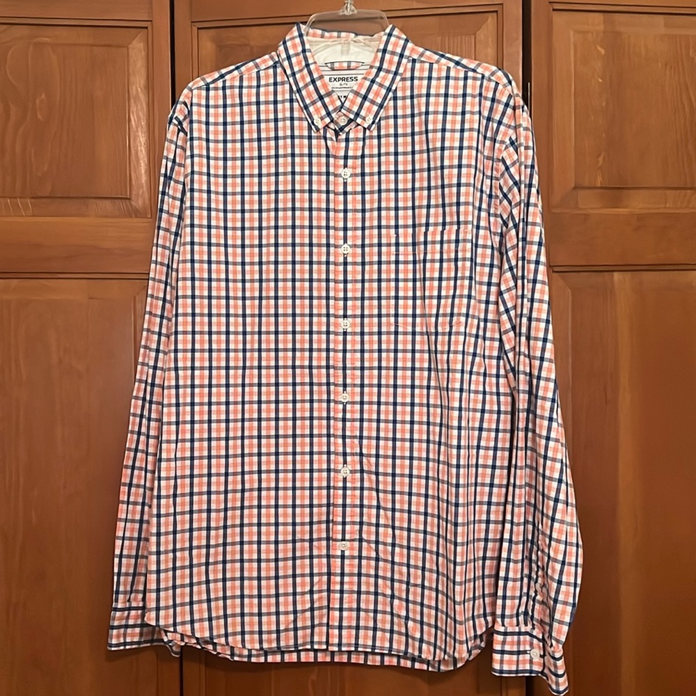 Orange and Blue Express Button Down Shirt size XL